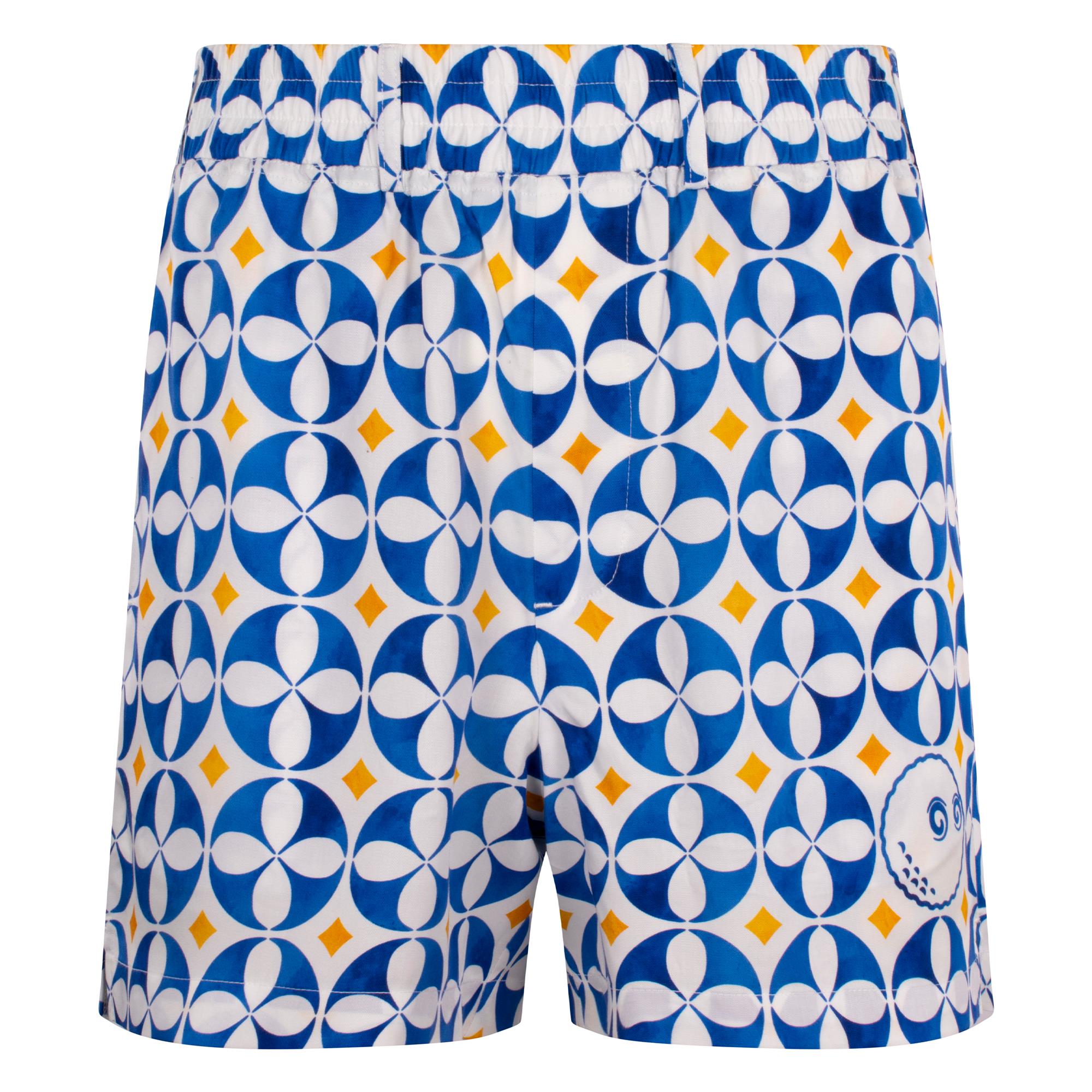 Malbon Golf Riviera Scooter Short White/Blue/Gold